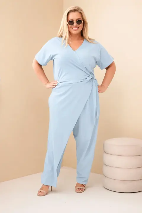 Plus size overal Helga – Modrý