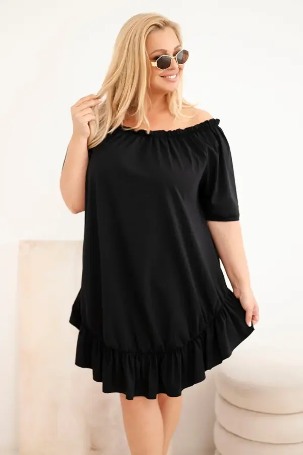 Plus size šaty s volánem Margaret – Černá