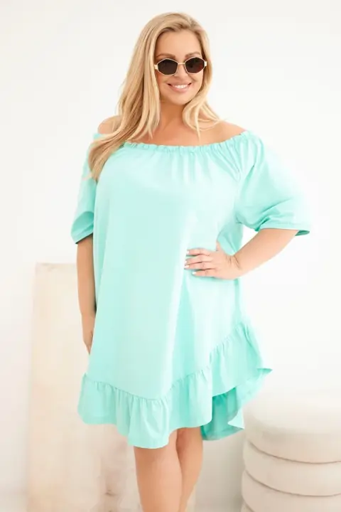Plus size šaty s volánem Margaret – Mátový