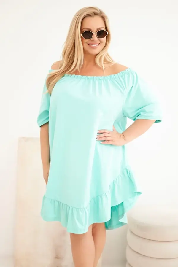 Plus size šaty s volánem Margaret – Mátový