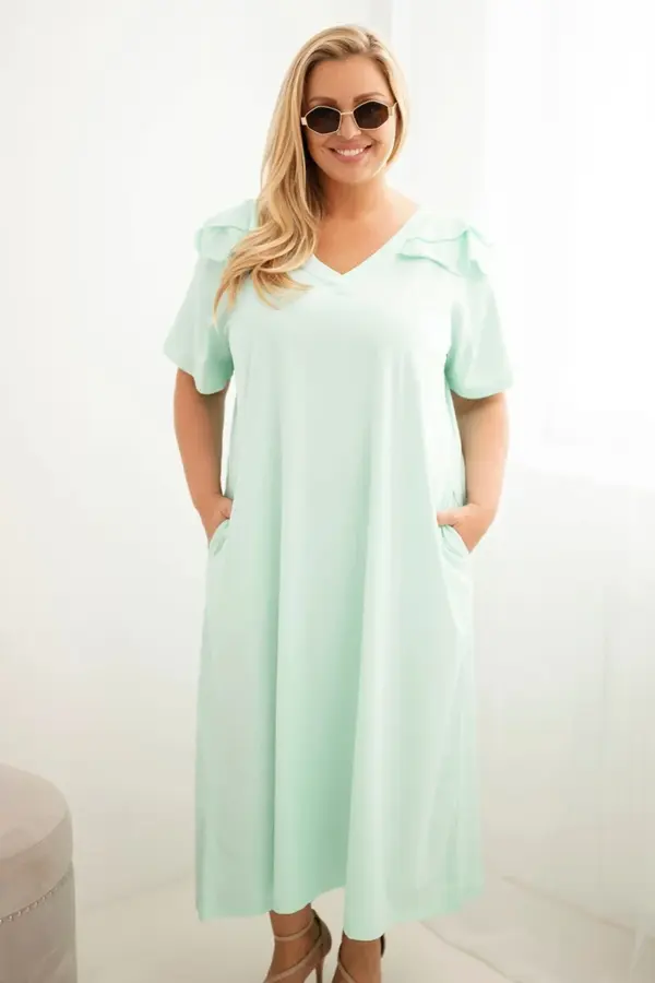 Plus size bavlněné šaty Monika – Mátový