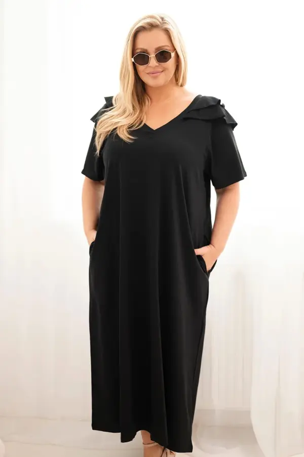 Plus size bavlněné šaty Monika – Černá