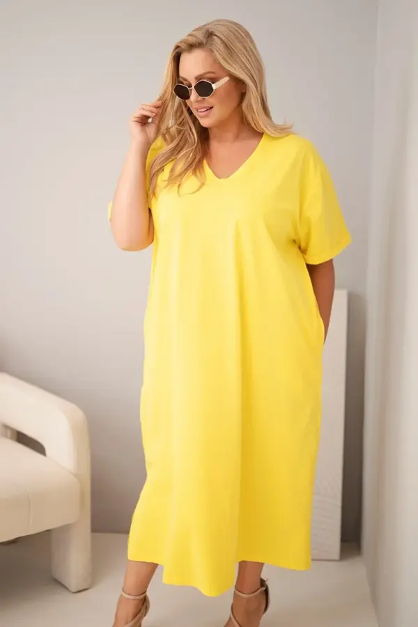 Plus size šaty Yulia – Žlutý