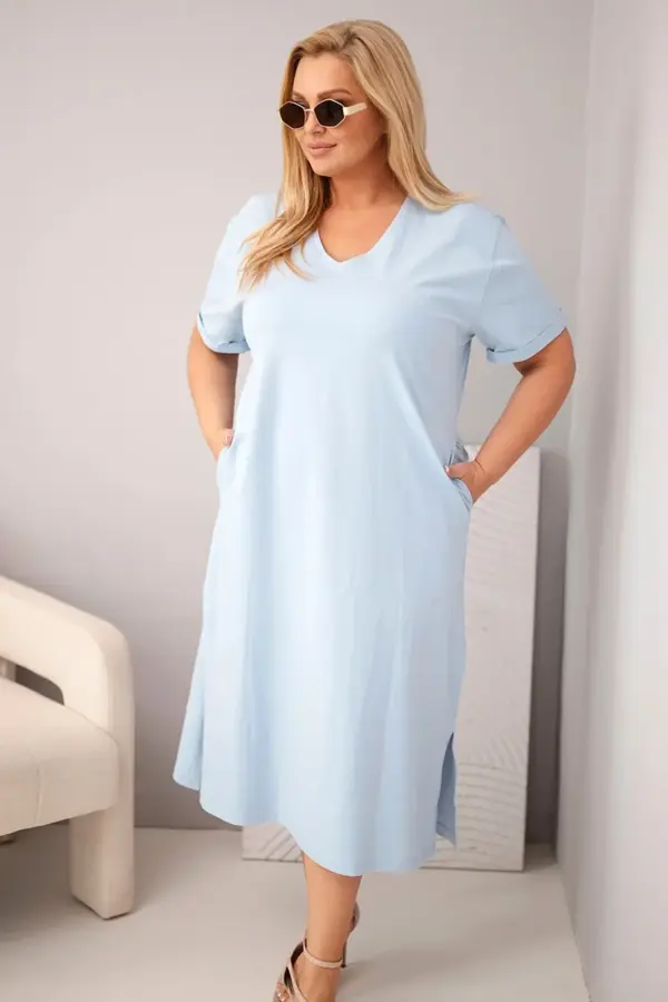 Plus size šaty Yulia – Modrý