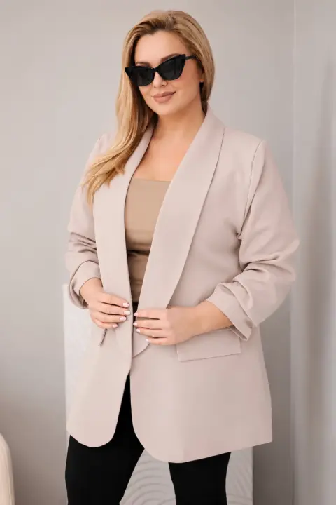 Plus size sako Larisa – Tmavě béžová