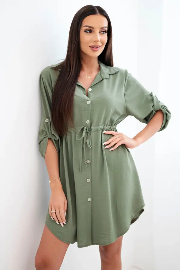 Košilové šaty Helena – Světlé khaki