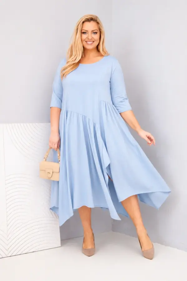Plus size šaty Eliana – Modrý