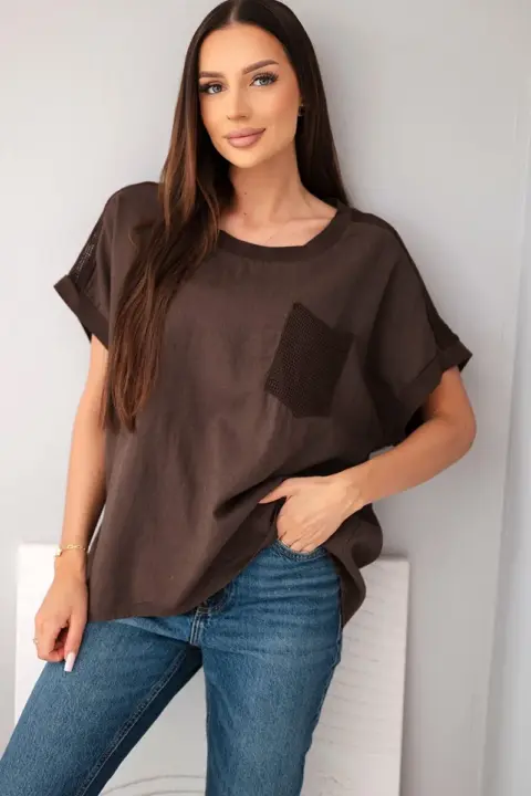 Oversize tričko Isabella – Hnědá