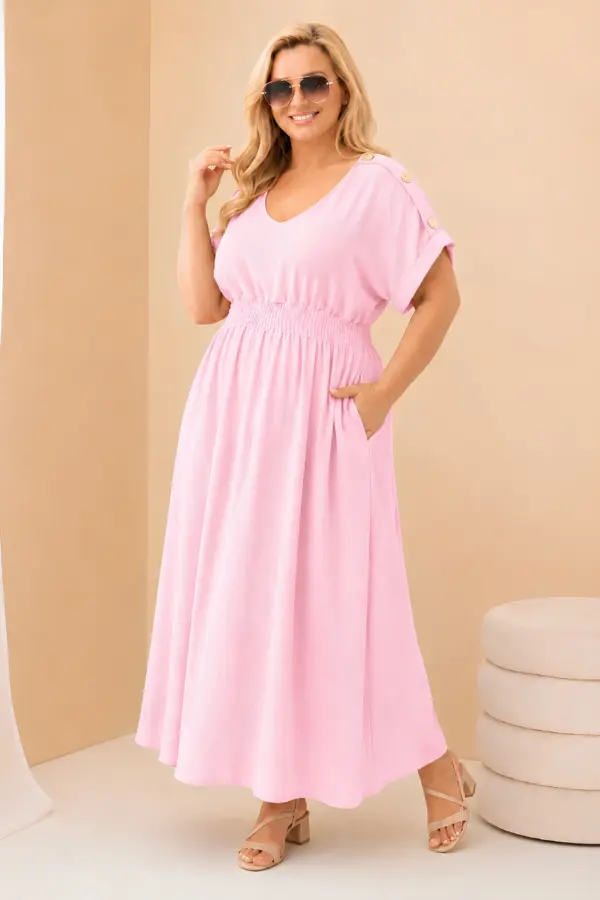 Plus size šaty Isabella – Světle růžová