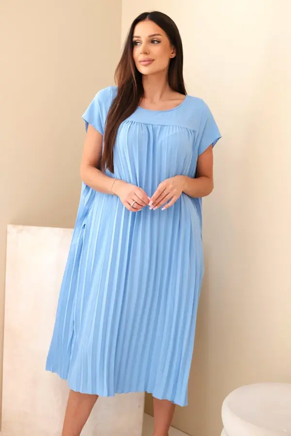 Plisované šaty Aurora – Modrý