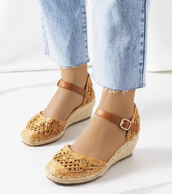 Hnědé espadrilky s podpatky Dafin