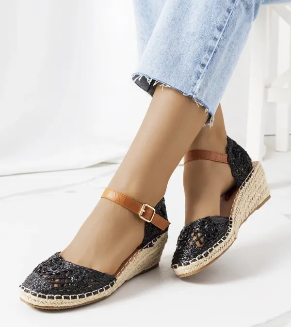 Černé espadrilky s podpatky Dafin
