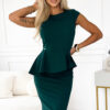 Elegantní midi šaty s volánky – zelené