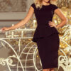 Elegantní midi šaty s volánky – černé