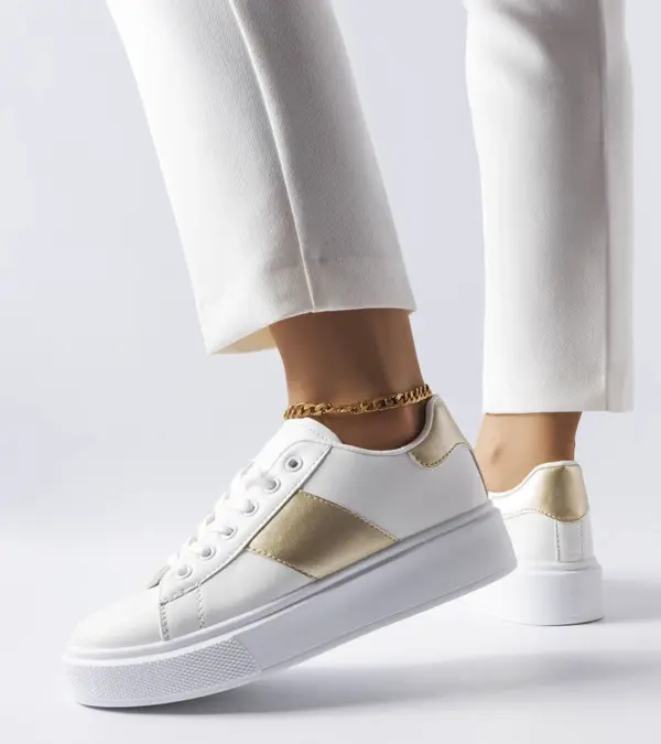 Bílé tenisky se zlatým páskem Aurélie
