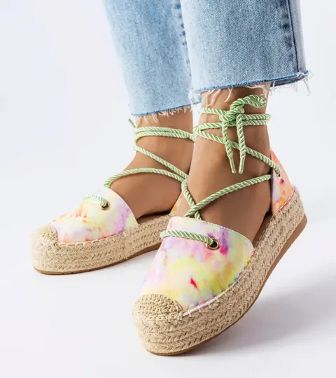 Zelené vázané espadrilky na platformě Duffet