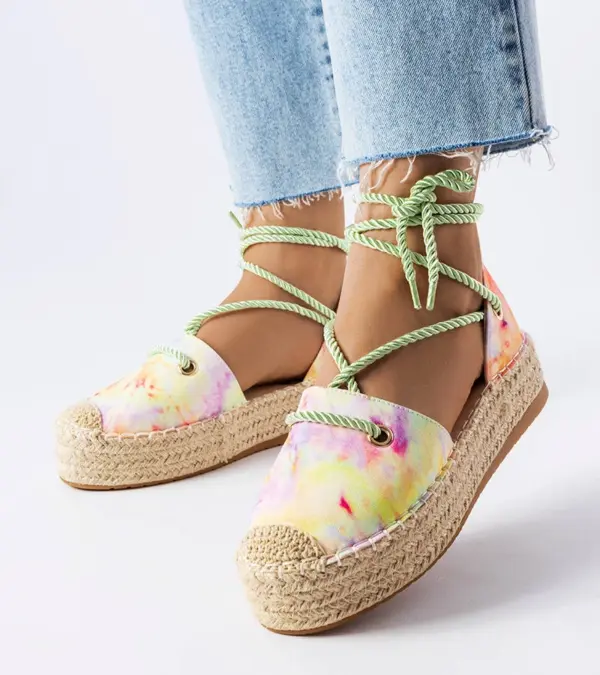 Zelené vázané espadrilky na platformě Duffet