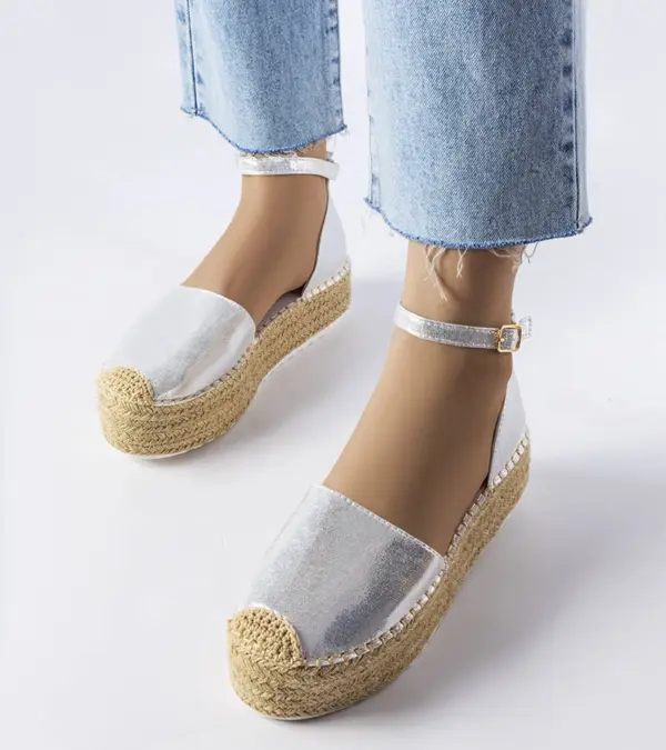 Stříbrné espadrilky na platformě Clousson