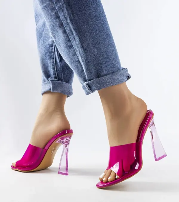 Růžové průhledné žabky Clichy stiletto
