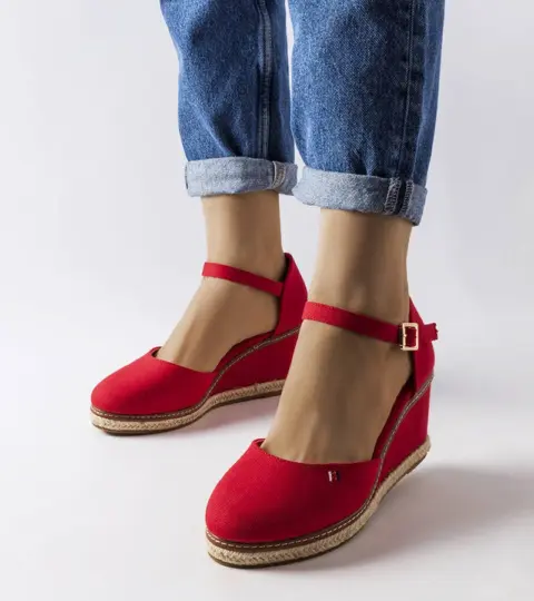 Červené espadrilky na platformách Adelinda