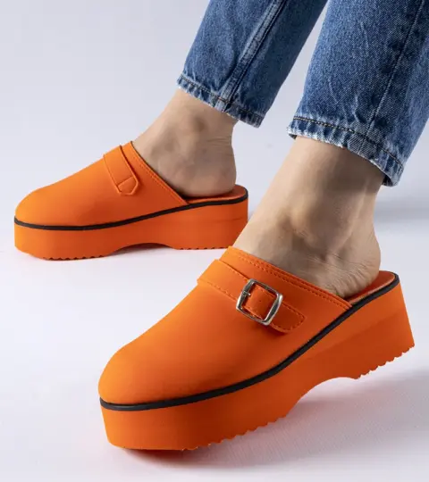 Žabky na vysokém podpatku 90-1691 ORANGE