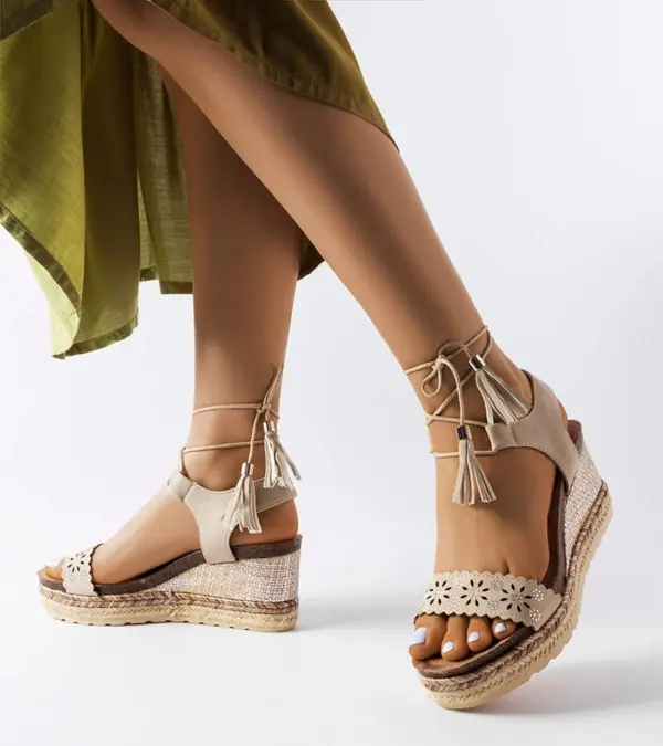 Béžové espadrilky s podpatky Tahoe
