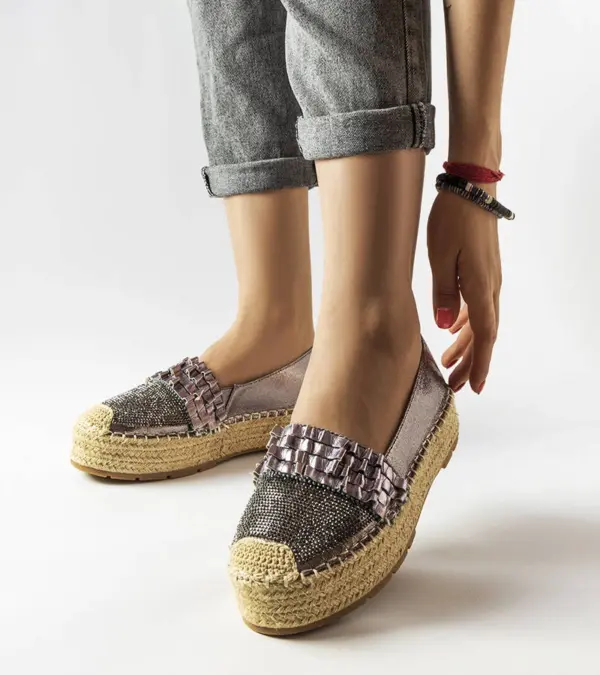 Stříbrné espadrilky se zirkony Lauro