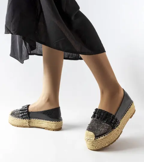 Černé espadrilky se zirkony Lauro