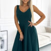 CINDY dlouhé elegantní šaty s výstřihem – zelené