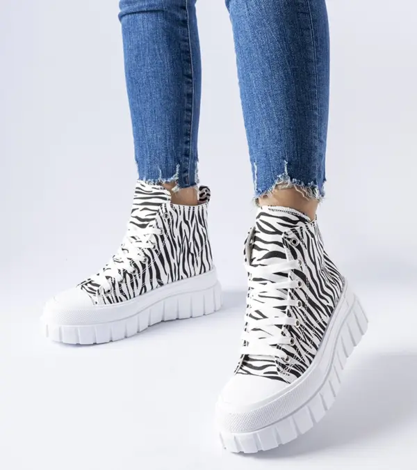 Vysoké tenisky na platformě se vzorem zebra Fiave