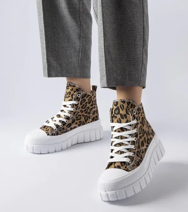 Hnědé platformové tenisky s leopardím vzorem Fiave