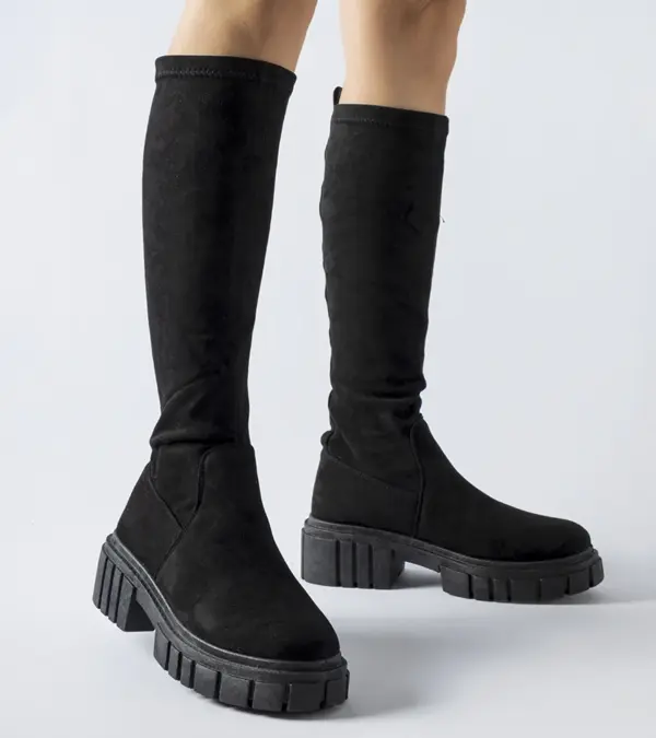 Černé dlouhé ponožkové trapery Donnino