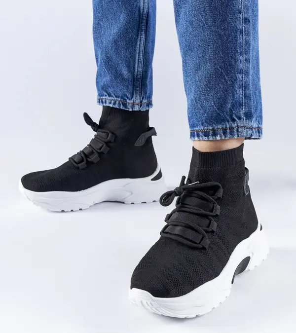 Czarne wysokie sneakersy Vigatto - Černé vysoké tenisky Vigatto