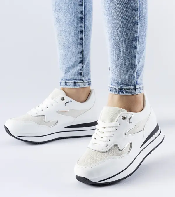 Bílé sneakersy na platformě Inès