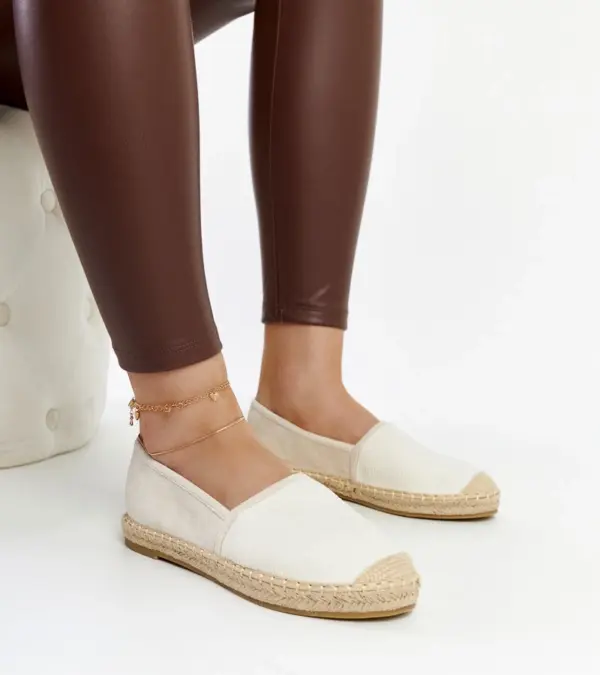 Světle béžové espadrilky s leskem na platformě Ming