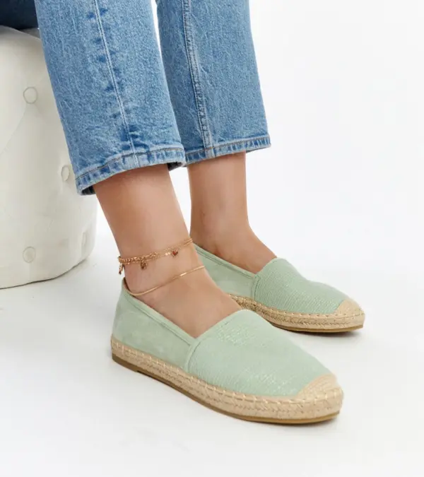 Olivové espadrilky s leskem na platformě Ming