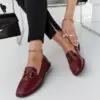 Bordové mokasíny s přezkou Lemlem