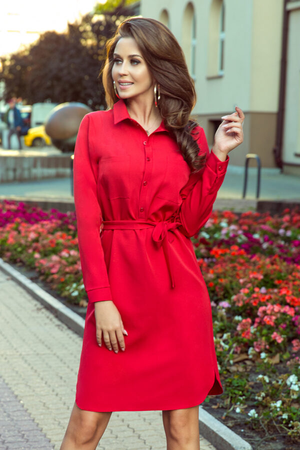 CAMILLE šaty s kapsami – červená