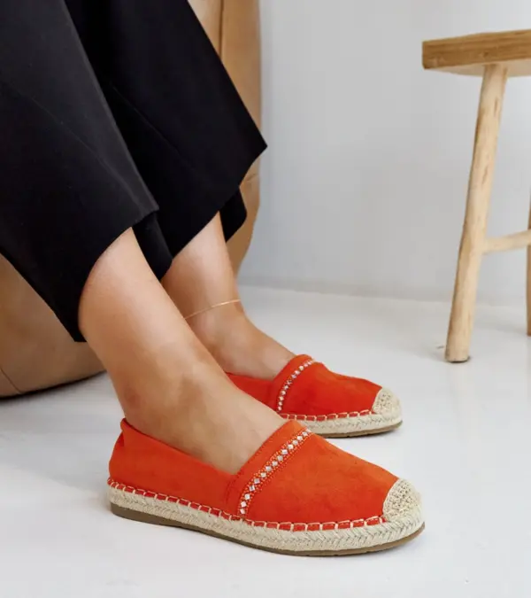 Oranžové espadrilky s kubickými zirkony Abia