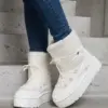 Bílé sněhule na platformě zateplené kožíškem Andra