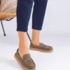 Zelené dámské mokasíny z eko semiše Sevilia