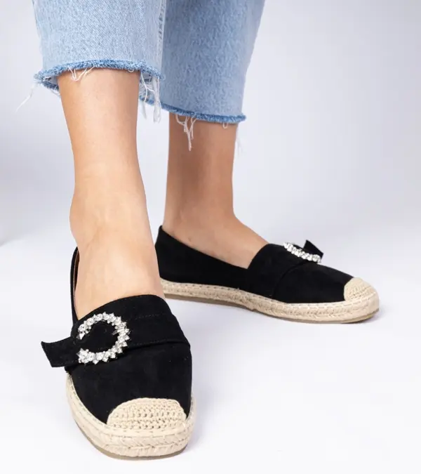 Černé espadrilky zdobené kamínky Maruta