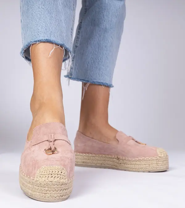 Růžové espadrilky na silné podrážce Elviola