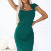 Elegantní midi šaty s pěkným výstřihem – zelené
