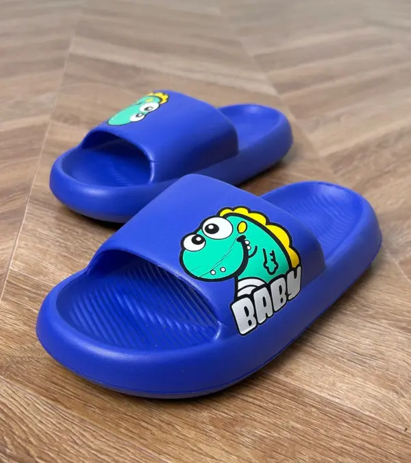 Modré dětské pantofle s potiskem Milos