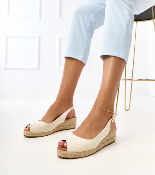Béžové sandály espadrilky na klínku Nevarez