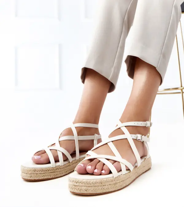 Béžové sandály espadrilky na platformě Verata