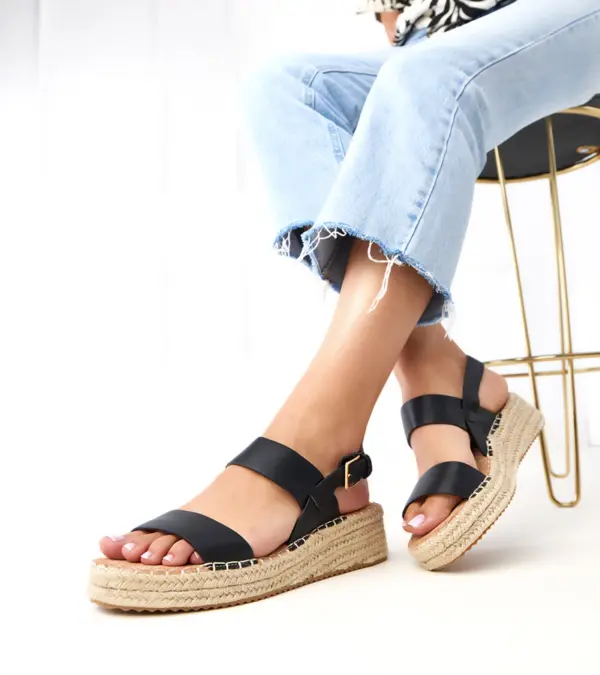 Černé sandály espadrilky na platformě Sanriz