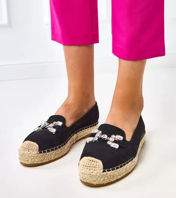 Černé espadrilky zdobené kameny Marlein