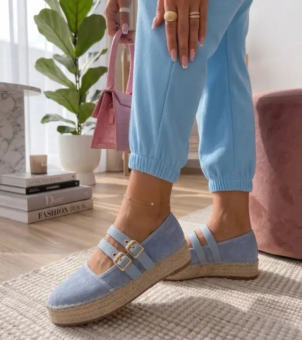 Modré espadrilky na platformě Marcelle